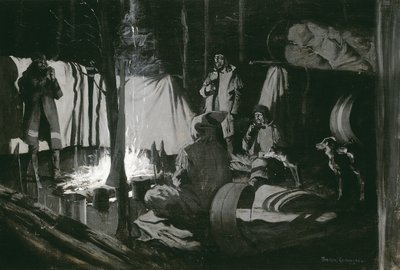 Eerste en beste kamp van de reis, 1895 door Frederic Remington