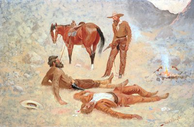 Hij lag waar hij was neergegooid, stil als een blok door Frederic Remington
