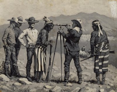 Kijken door de telescoop door Frederic Remington