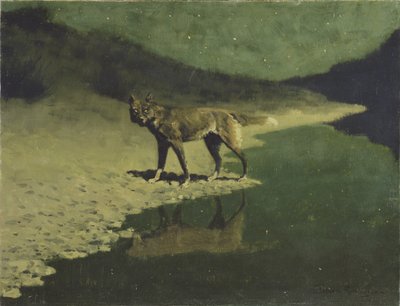 Maanlicht, Wolf, ca. 1904 door Frederic Remington