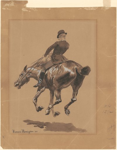 Op het Ruiterpad, Central Park, New York door Frederic Remington