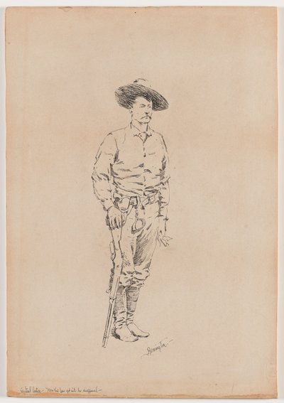 Schets van een Texas Ranger voor 