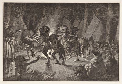 De Buffeldans, uit Harpers Weekly, uitgegeven 1887 door Frederic Remington