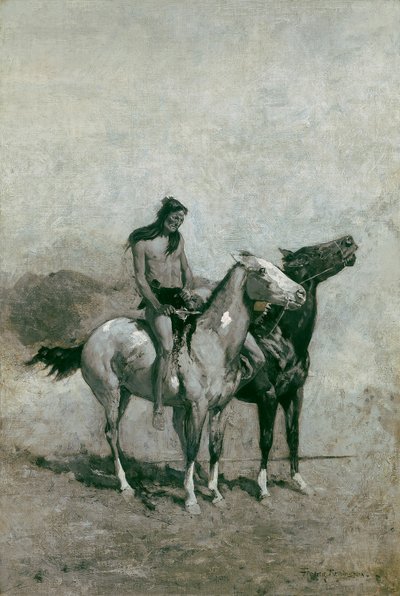 De Vuurvreter Smeet Zijn Slachtoffer Over Zijn Pony, c. 1900. door Frederic Remington