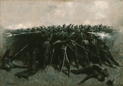 Het infanterieplein, ca. 1893 door Frederic Remington