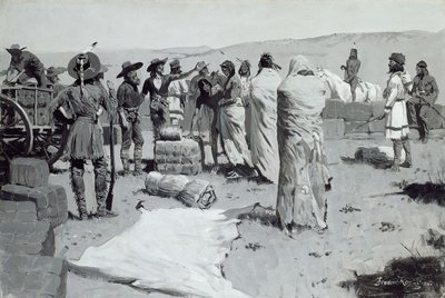 De tolk zwaaide naar de jongeren door Frederic Remington