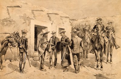 Amerikaanse Cavalerie Jaagt op Garza Mannen aan de Rio Grande door Frederic Remington