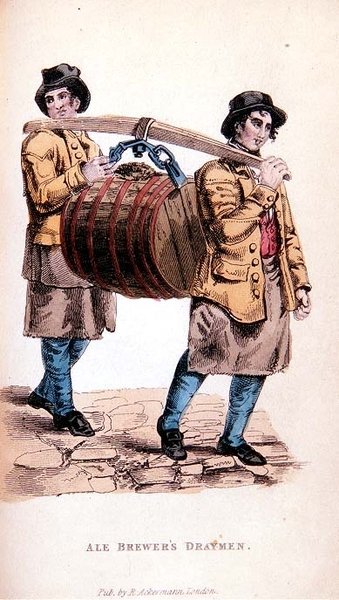 De bierbrouwers draymen uit Ackermanns World in Miniature door Frederic Shoberl