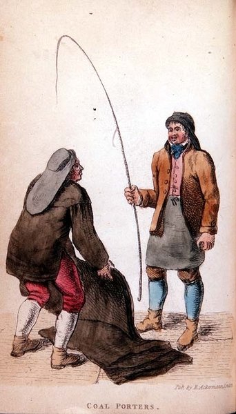 De kolenlossers uit Ackermanns Wereld in Miniatuur, 19e eeuw (gekleurde litho) door Frederic Shoberl