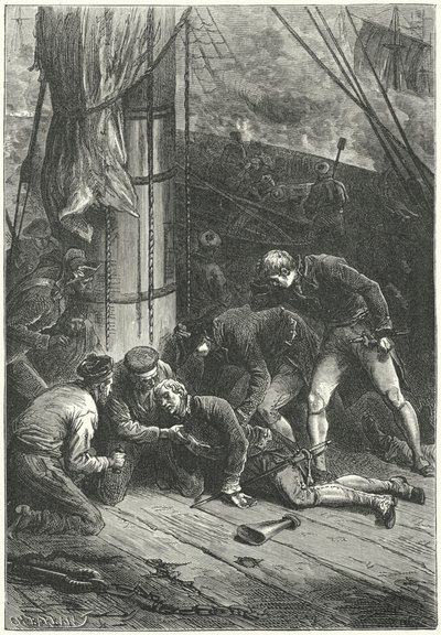 Dood van admiraal Lord Nelson bij de Slag om Trafalgar door Frederic Theodore (after) Lix