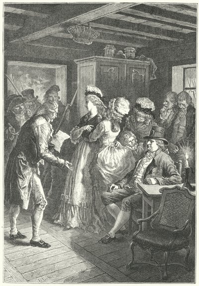 De arrestatie van Lodewijk XVI en zijn familie in Varennes door Frederic Theodore (after) Lix