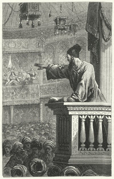 Een imam leest uit de Koran door Frederic Theodore Lix