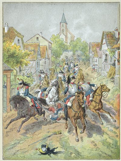 Aanval van de Franse kurassiers tijdens de Slag bij Reichshoffen, 6 augustus door Frederic Theodore Lix