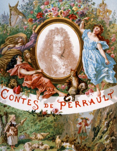Charles Perrault en de personages uit zijn verhalen, begin 20e eeuw (illustratie) door Frederic Theodore Lix