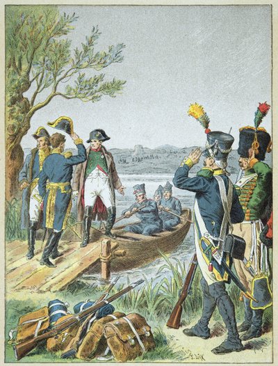 Napoleon Bonaparte en Massena op de Lobau na de Slag bij Essling, 22 mei door Frederic Theodore Lix