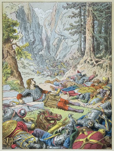 Roland stierf in de Slag bij Roncesvalles door Frederic Theodore Lix