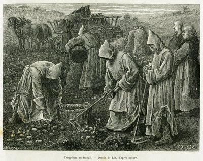 Trappisten aan het werk. Gravure door Lix ter illustratie van het verhaal 