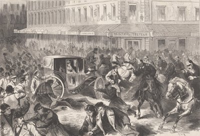 Vera Zasulich schiet op 24 januari 1878 op de gouverneur van Petersburg generaal Trepov, 1878 door Frederic Theodore Lix