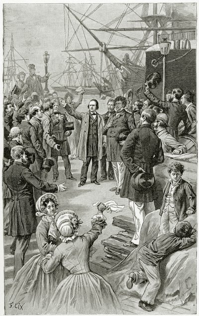 Victor Hugo roept op tot een universele republiek tijdens een toespraak in ballingschap op 1 augustus 1852, 19e eeuw door Frederic Theodore Lix