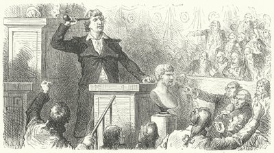 Jean-Paul Marat bij de tribune van de Nationale Conventie, 1792 door Frederic Theodore after Lix