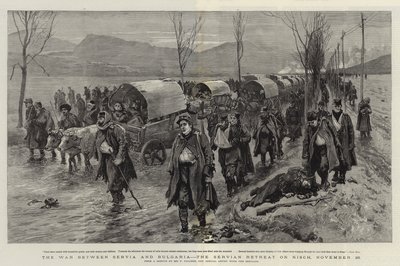 De oorlog tussen Servië en Bulgarije, de Servische terugtocht naar Nisch, 26 november door Frederic Villiers