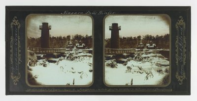 Winter Niagara Falls, Terrapin Tower vanaf Goat Island door Frederic and William Langenheim