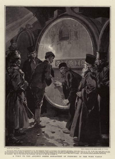 Een bezoek aan het oude Griekse klooster van Podrome, in de wijnkelder door Frederic de Haenen