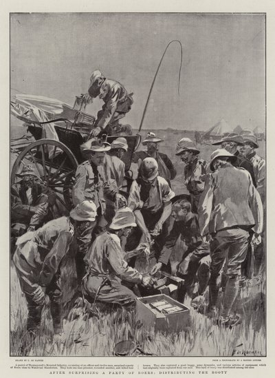 Na het verrassen van een groep Boeren, het verdelen van de buit door Frederic de Haenen