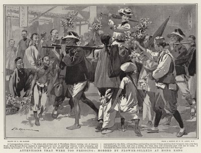 Te opdringerige attenties, belaagd door bloemenverkopers in Hong Kong door Frederic de Haenen