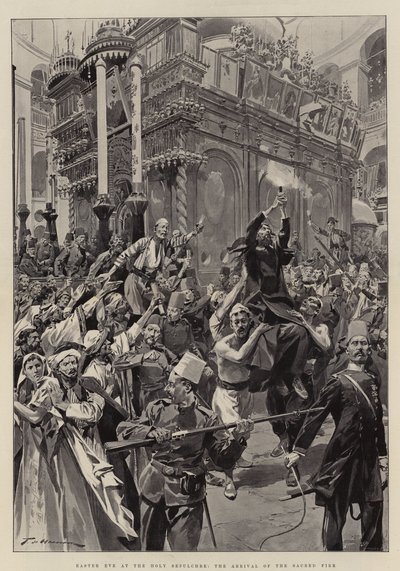 Paaszaterdag bij het Heilig Graf, de aankomst van het Heilige Vuur door Frederic de Haenen