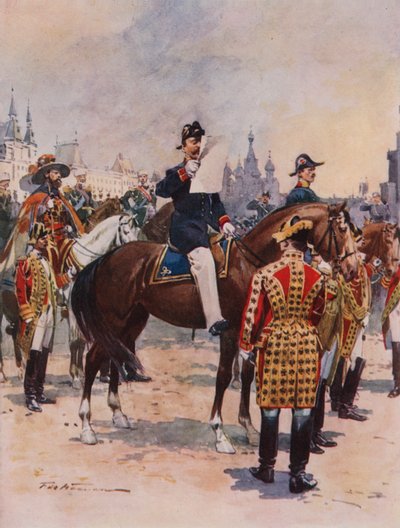 Herauten kondigen de kroning van de keizer aan door Frederic de Haenen