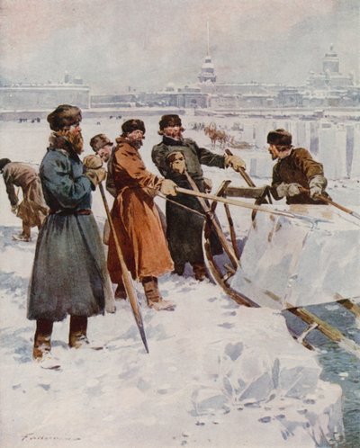 Ijszagen op de Neva door Frederic de Haenen