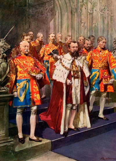 Officieren van het Heralds College, kroningsceremonie door Frederic de Haenen