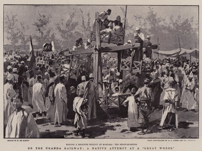 Op de Oegandese Spoorweg, Een Inheemse Poging tot een Groot Wiel door Frederic de Haenen