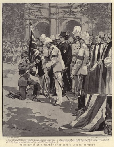 Presentatie van een kleur aan de Ceylon Mounted Infantry door Frederic de Haenen
