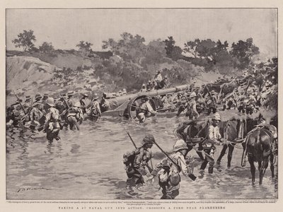Een 4.7 marinekanon in actie brengen, een doorwaadbare plaats nabij Paardeberg oversteken door Frederic de Haenen