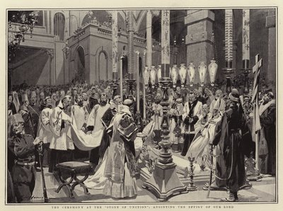 De Ceremonie bij de Steen van Zalving, zalving van het Beeld van Onze Heer door Frederic de Haenen