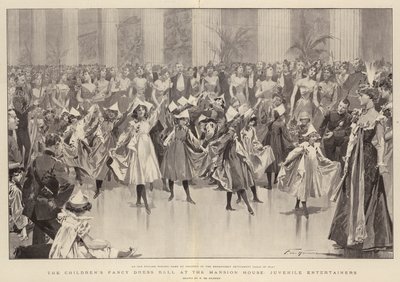 Het kinderbal in kostuum in het Mansion House, jeugdige entertainers door Frederic de Haenen