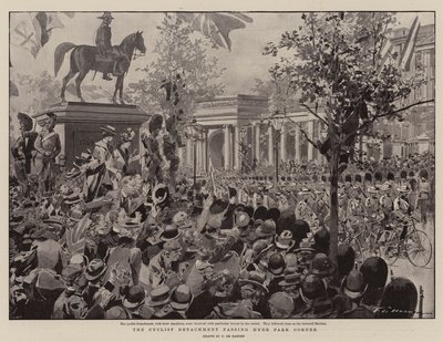 Het fietsendetachement passeert Hyde Park Corner door Frederic de Haenen