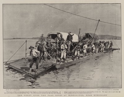 De veerboot over de Vaalrivier bij Windsorton, nabij Kimberley door Frederic de Haenen