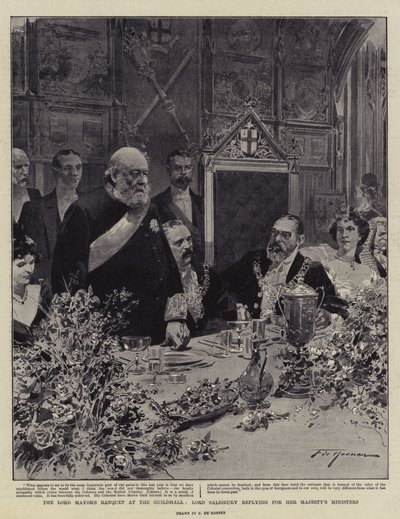 Het Banket van de Lord Mayor in de Guildhall, Lord Salisbury antwoordt voor de Ministers van Hare Majesteit door Frederic de Haenen