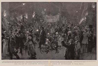 De Bevrijding van Ladysmith, Buitengewone Scène van Enthousiasme in Pall Mall door Frederic de Haenen