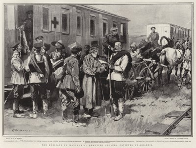 De Russen in Mantsjoerije, Cholerapatiënten verwijderen in Kharbia door Frederic de Haenen
