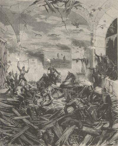 Het Winterpaleis na de explosie, avond van 17 februari 1880 door Frederic de Haenen