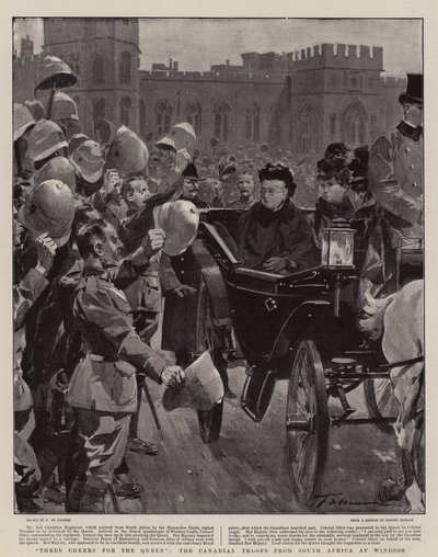 Driewerf hoera voor de Koningin, de Canadese troepen uit Zuid-Afrika in Windsor door Frederic de Haenen