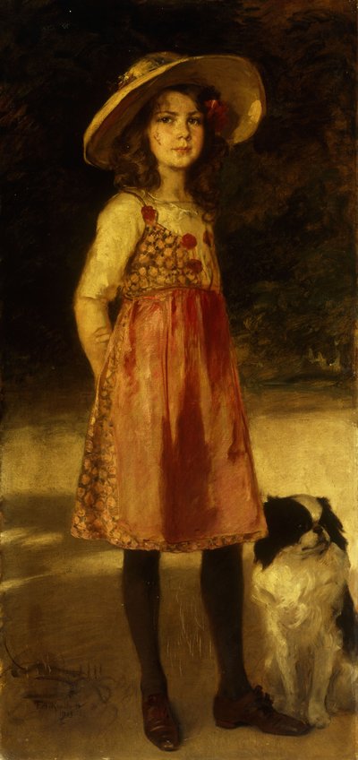 Portret van de Dochter van de Kunstenaar, Hilde, 1913 door Frederich August Kaulbach