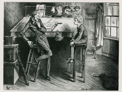 Uriah Heep en David Copperfield in het Kantoor van Mr Wickfield door Frederick (after) Barnard