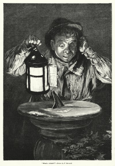 "Hoe laat is het?" (gravure) door Frederick (after) Barnard