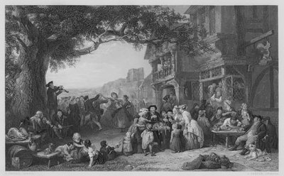 Het dorpsfeest, uit het schilderij in de Vernon Gallery (gravure) door Frederick (after) Goodall
