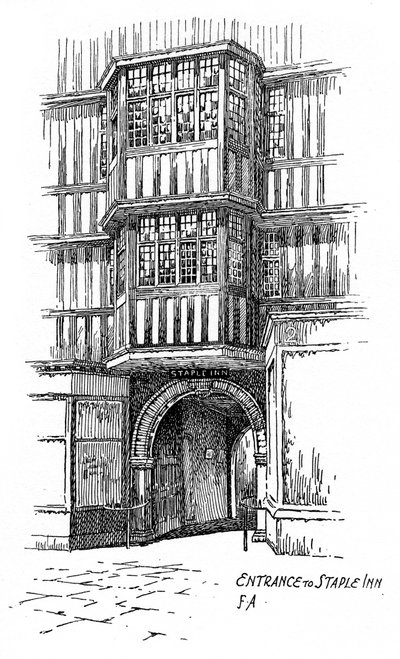 Ingang van Staple Inn, Holborn, Londen, 1912 door Frederick Adcock